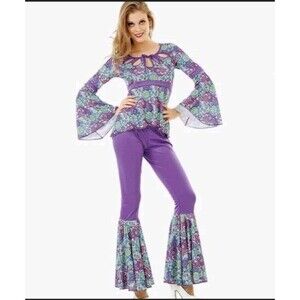 NEW Hauntlook Disco Diva Size XL Halloween Costume Top Pants Purple Green